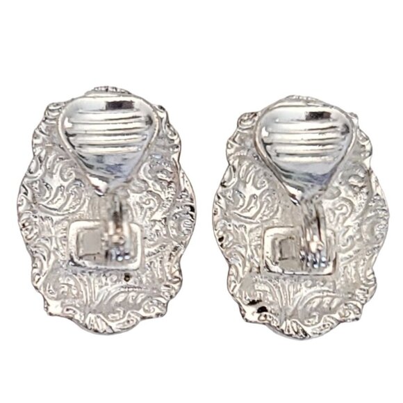 1928 Brand Faux Mahogany Jasper Lucite Cab Clip On Earrings K153 - Picture 5 of 10